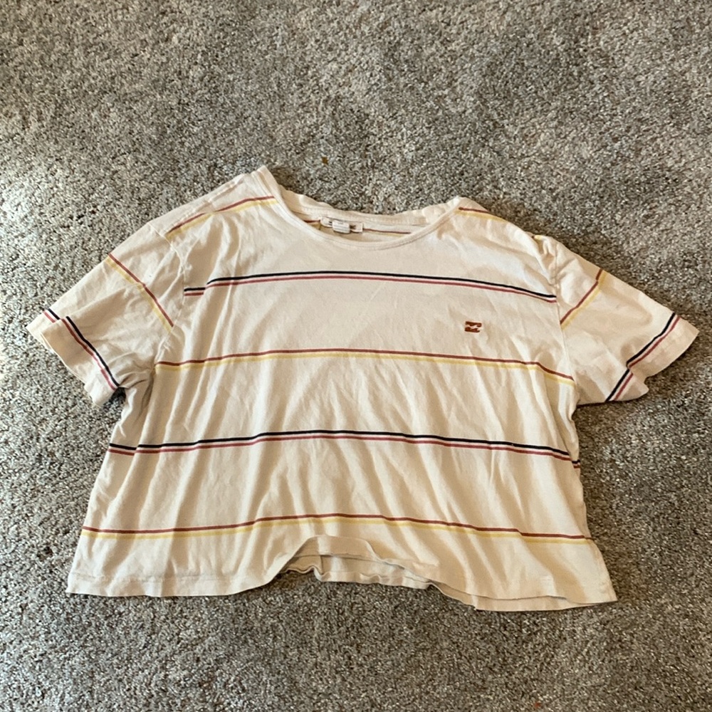 Creme Stripped Crop Top